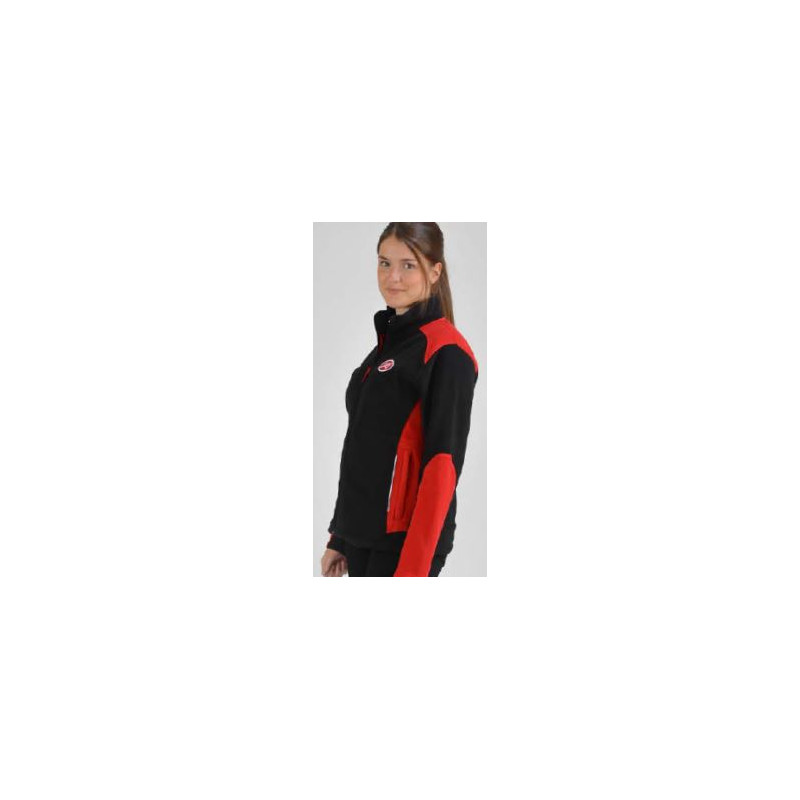 Damen Fleece-Jacke rot-schwarz